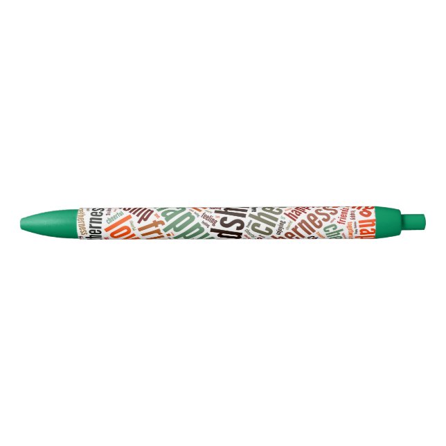 Caneta Preta Palavras positivas design (Frente)