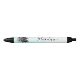 Caneta Preta Palm Tree Black White Blue Sky Personal