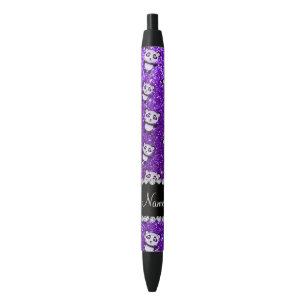Caneta Preta Pandas roxas personalizadas do brilho do índigo