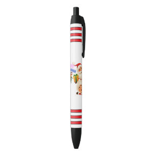 Caneta Preta Papai Noel e Sra. Claus Fofo Saudação de Natal Fel