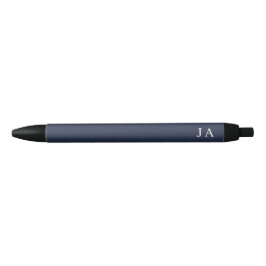 Caneta Preta Papelaria Clássica Azul Marinho Simples Monograma