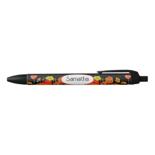 Caneta Preta Papoula Amarela Laranja Vermelho Nome de Meninas A