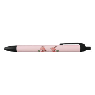 Caneta Preta Pássaros e Rosas