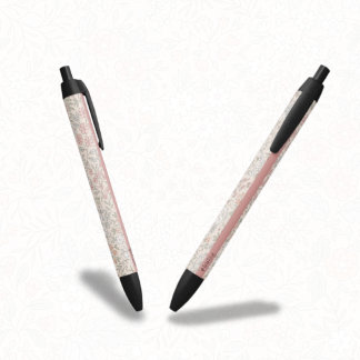 Caneta Preta Pastel Blush Floral Nome Personalizado Botânico Im