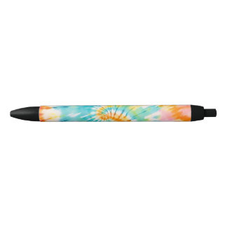 Caneta Preta Pastel Rainbow Tie Dye Spiral Pattern