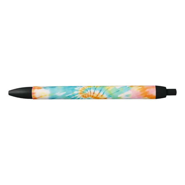 Caneta Preta Pastel Rainbow Tie Dye Spiral Pattern (Frente)