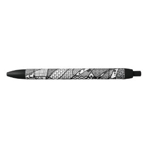 Caneta Preta Patchwork Preto e Branco Padrão 05