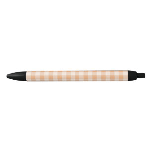 Caneta Preta Peach White Checkered Gingham Patterno
