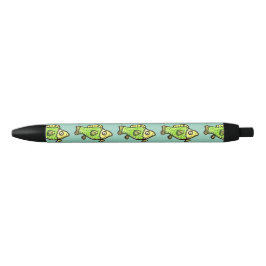 Caneta Preta Peixe Verde de Desenho Animado Engraçado