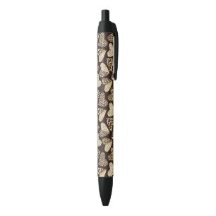 Caneta Preta Pele animal com corações