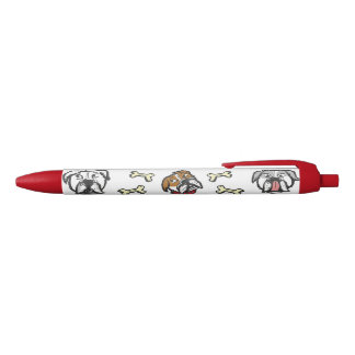 Caneta Preta Pen with english bulldog pattern