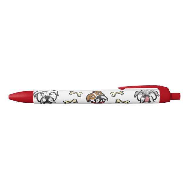 Caneta Preta Pen with english bulldog pattern (parte de cima)