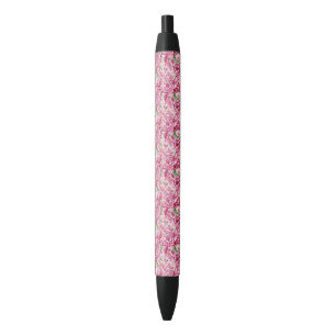 Caneta Preta Peônias de cor-de-água rosa