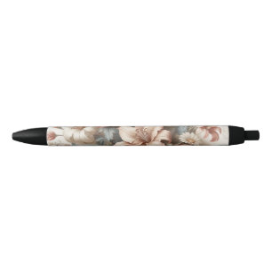 Caneta Preta Perfeição Floral Antiquada Clara