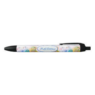 Caneta Preta Periquito Azul Periquitos Pássaros Aquarela Nome M