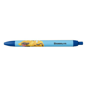 Caneta Preta Personagem de desenho animado de bulldozer amarelo