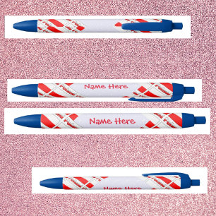 Caneta Preta Personalização Vermelha em Azulejos da Bandeira da