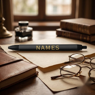 Caneta Preta Personalizado Com Sobrenome ou Apelido Neles