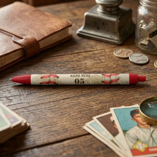 Caneta Preta Personalizado Vintage Nome Número Beisebol Retro