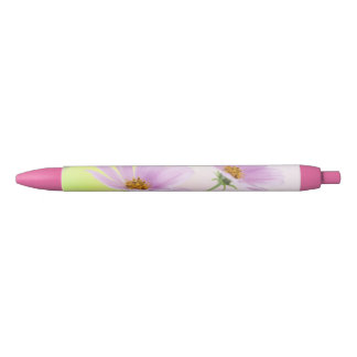Caneta Preta Personalizar Imagem & Flor Rosa Aquarela