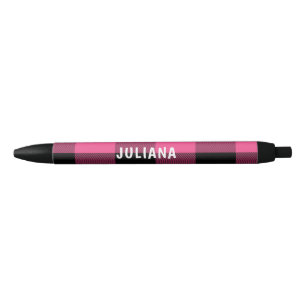 Caneta Preta Personalizar Xadrez de Buffalo Rosa e Negro