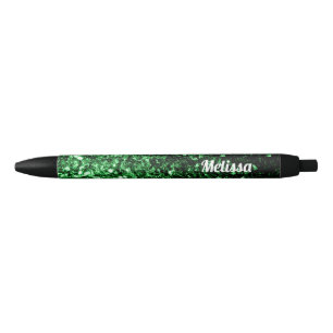 Caneta Preta Personalize sparkles verdes escuro do brilho do