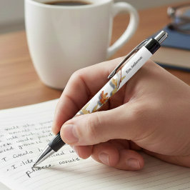 Caneta Preta Personalized Elegant Floral Name Pen