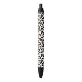 Caneta Preta Pêssego Branco Impressão Preta-Leopardo
