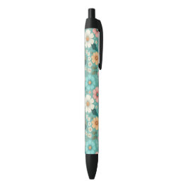 Caneta Preta Pétalas de Pastel