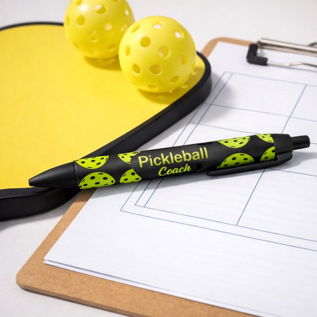 Caneta Preta Pickleball Coach Amarelo (Criador carregado)
