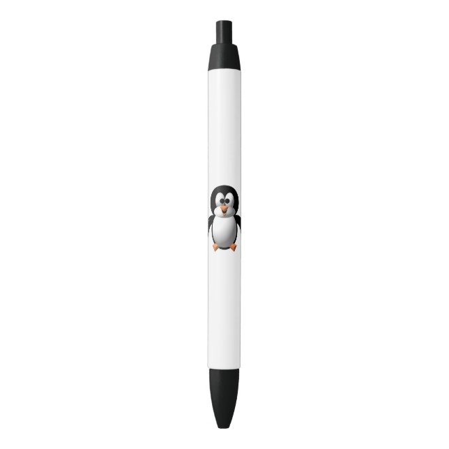 Caneta Preta Pinguim Alegre com Visualização 3D Fofa (Frente Vertical)