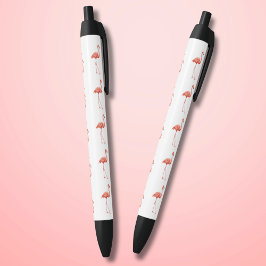 Caneta Preta Pink Flamingo Patterno Feminino