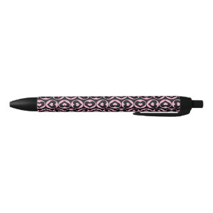 Caneta Preta Pink Heart Pattern Love Graphic Bold