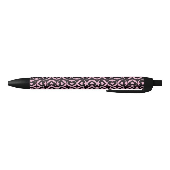Caneta Preta Pink Heart Pattern Love Graphic Bold (Parte Inferior)