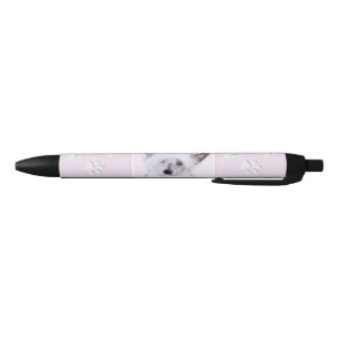 Caneta Preta Pintura de Chinese Crested Powderpuff - Arte Canin