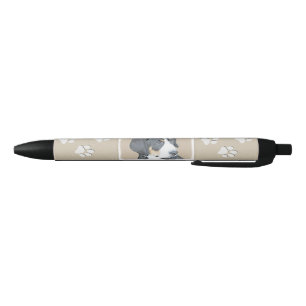 Caneta Preta Pintura de Filhote de Cão Montanhês Bernês - Arte