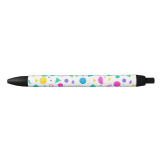 Caneta Preta Playful Neon Memphis Geometric Retro Pattern