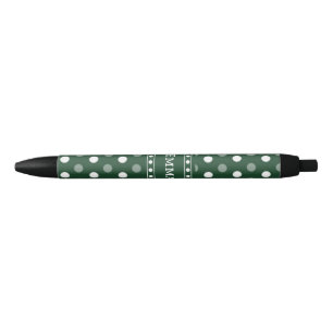 Caneta Preta Ponto de Bolinha Verde Esmeralda
