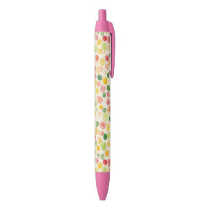 Caneta Preta Pontos Frutados Rosa Amarelo Verde Menta
