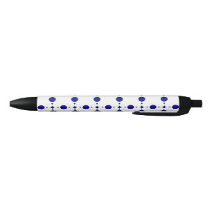 Caneta Preta Pontos Polka Azul Marinho, Padrão de Pontos Polka,