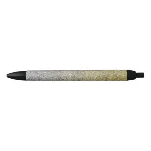 Caneta Preta Prateado de queda e gradiente de brilho Dourado