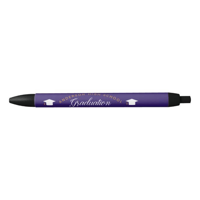 Caneta Preta Presente de Formatura Roxo Personalizado para o En (Frente)