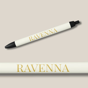 Caneta Preta Presente de Nome Serif Personalizado Luxo Creme Pa