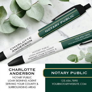 Caneta Preta Presente Promocional de Notário Público Verde Dour