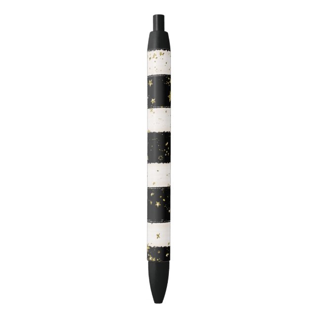 Caneta Preta Preto White Watercolor Strike Douradas Estrelas da (Frente Vertical)