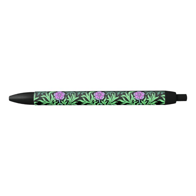 Caneta Preta Pretty Lilac Floral Border (Frente)