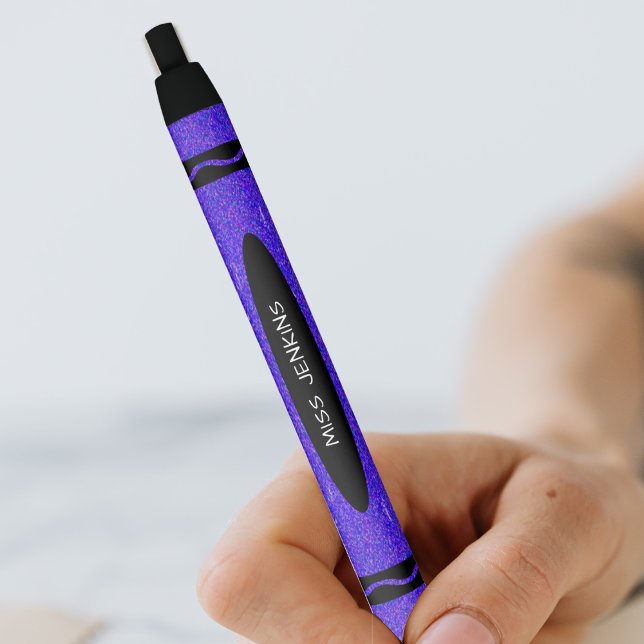 Caneta Preta Professora Roxo Crayon (Purple Crayon Teacher Black Ink Pen)