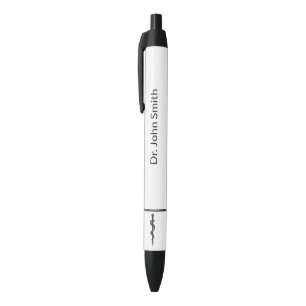 Caneta Preta Profissional Médico Simples Asclepius Preto Branco
