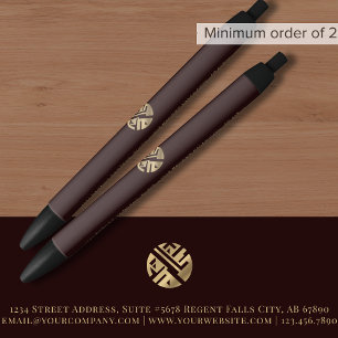 Caneta Preta Promocional de logotipo Dourado da região