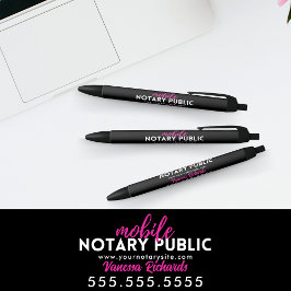 Caneta Preta Promocional Notário Preto e Rosa Moderno